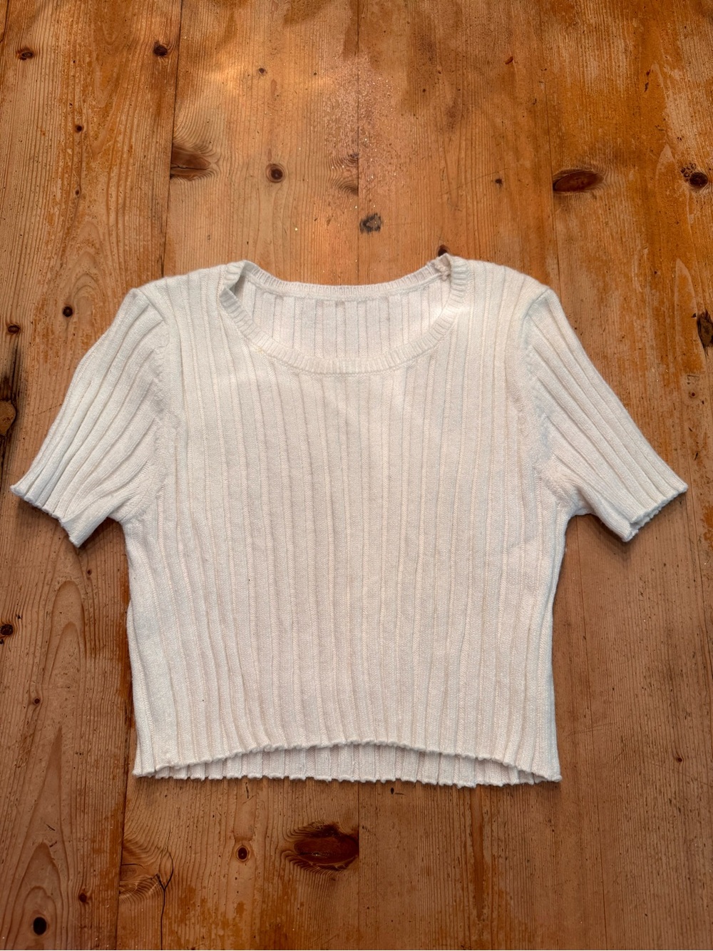 Classic White Ribbed Short Sleeve Crop Top